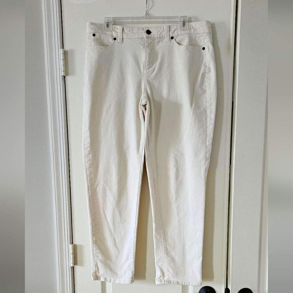 Talbots Simply Flattering 5 Pocket Pants Off White Cream Color Womens Size 14